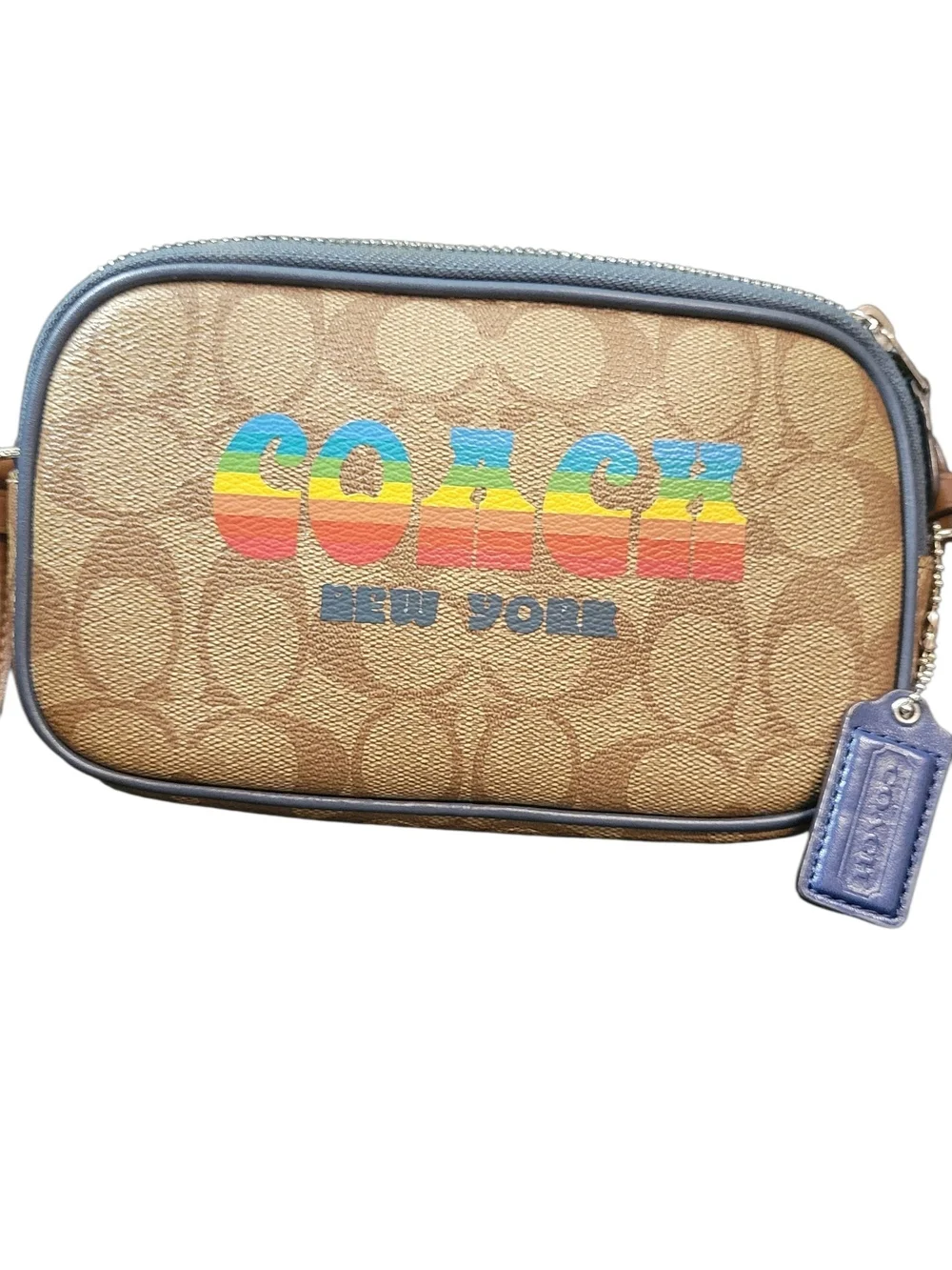 COACH Signature Crossbody with Rainbow Logo - Tan